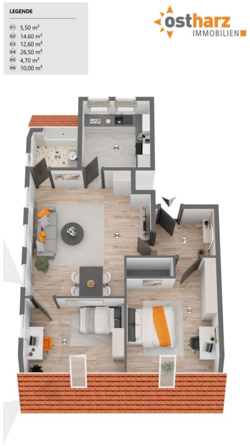 06484 Quedlinburg, Mehrfamilienhaus zum Kauf | Grundriss 1.OG rechts | Ostharz Immobilien